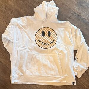 White Hoodie with Smiley Face Graphic